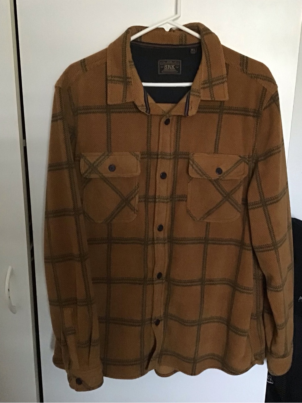 Men's Plaid Button-Up Jacket Coat - Brown